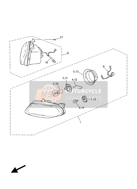 5WXH41100000, Bloc Optique De Phar, Yamaha, 0